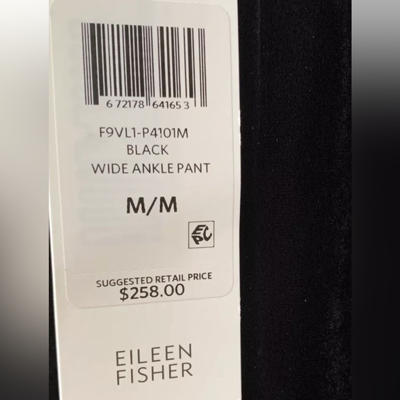 258.00 NWT EILEEN FISHER M BLACK VELVET WIDE LEG PANT BEAUTIFUL HOLIDAY WEAR - Picture 2 of 8